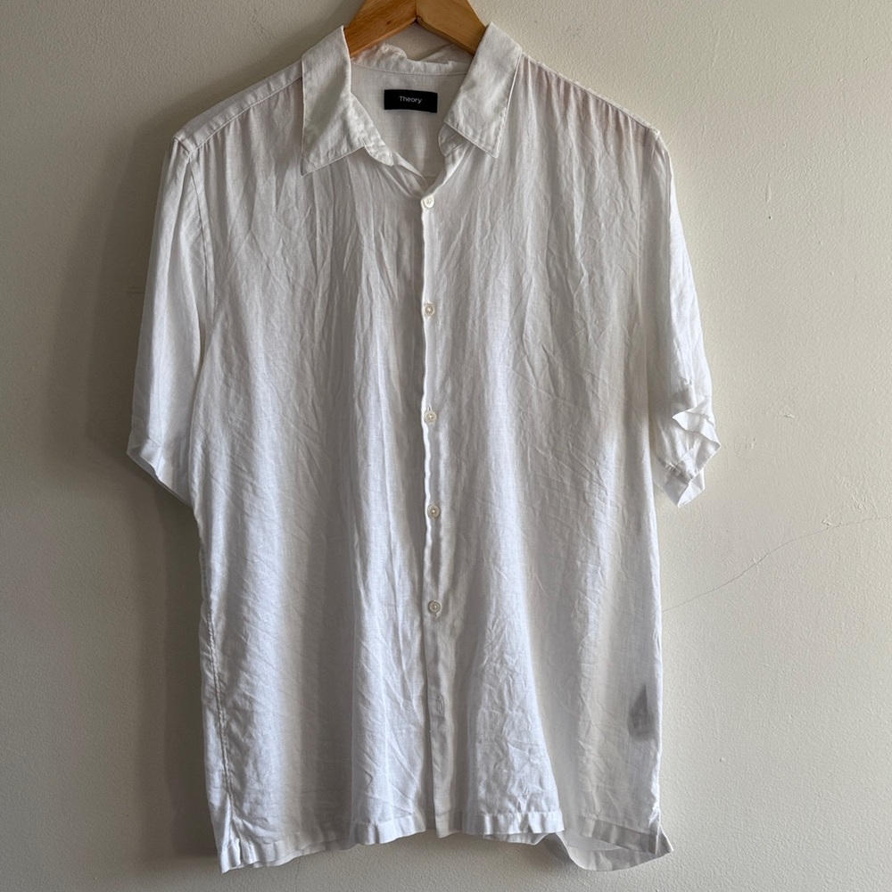 Theory White Casual Button Down Shirt